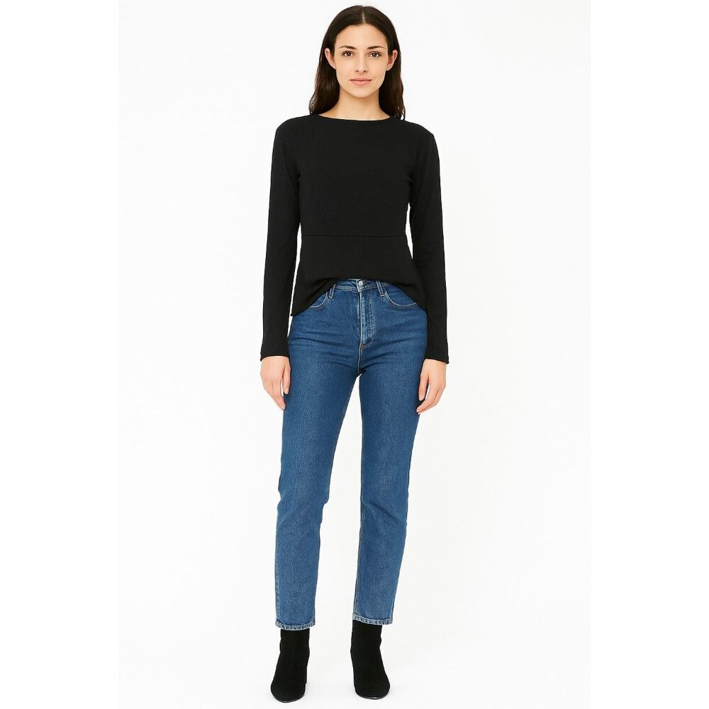 Venus Open Back Black Top S Black Stretch Slim Fit Stylish Minimalist Basic
